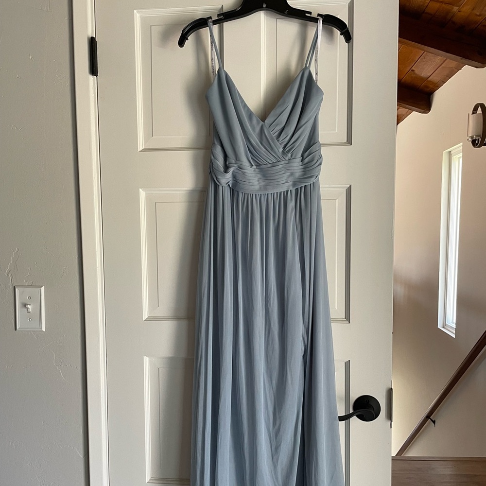 Dusty Blue bridesmaid dress by David's Bridal